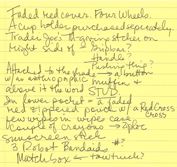 Handwritten note of police report